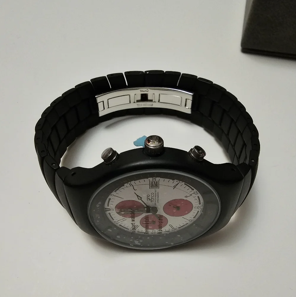 gino franco Stainless steel Water resistant Watch Japanese Quartz Black New